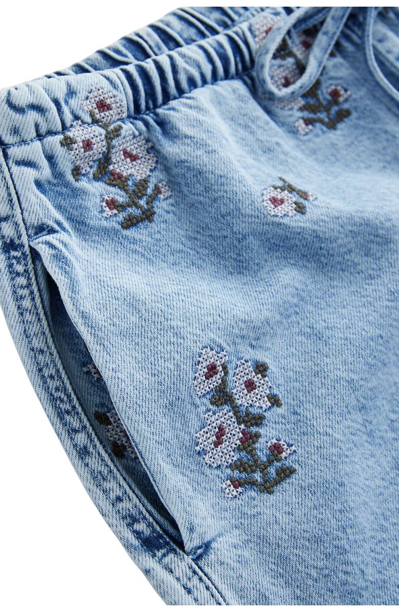 NEXT Embroidered Tie Waist Denim Shorts, Alternate, color,