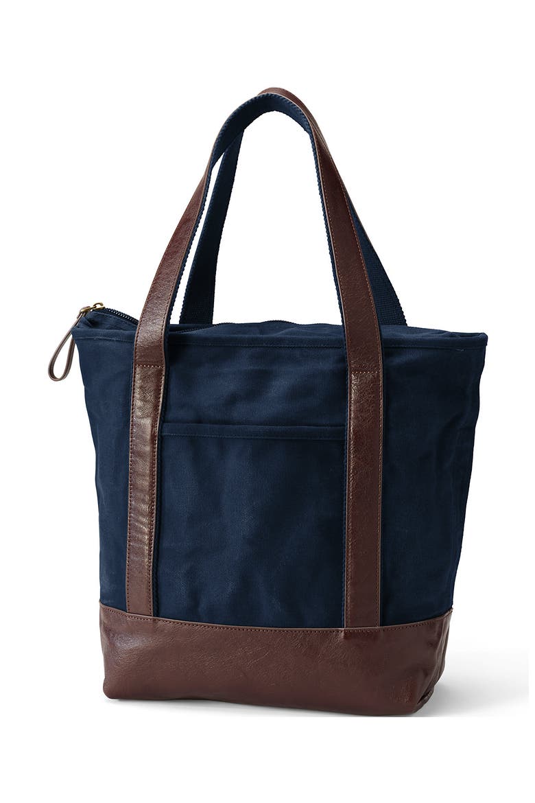 Large Waxed Canvas Tote Bag, Alternate, color, Radiant Navy