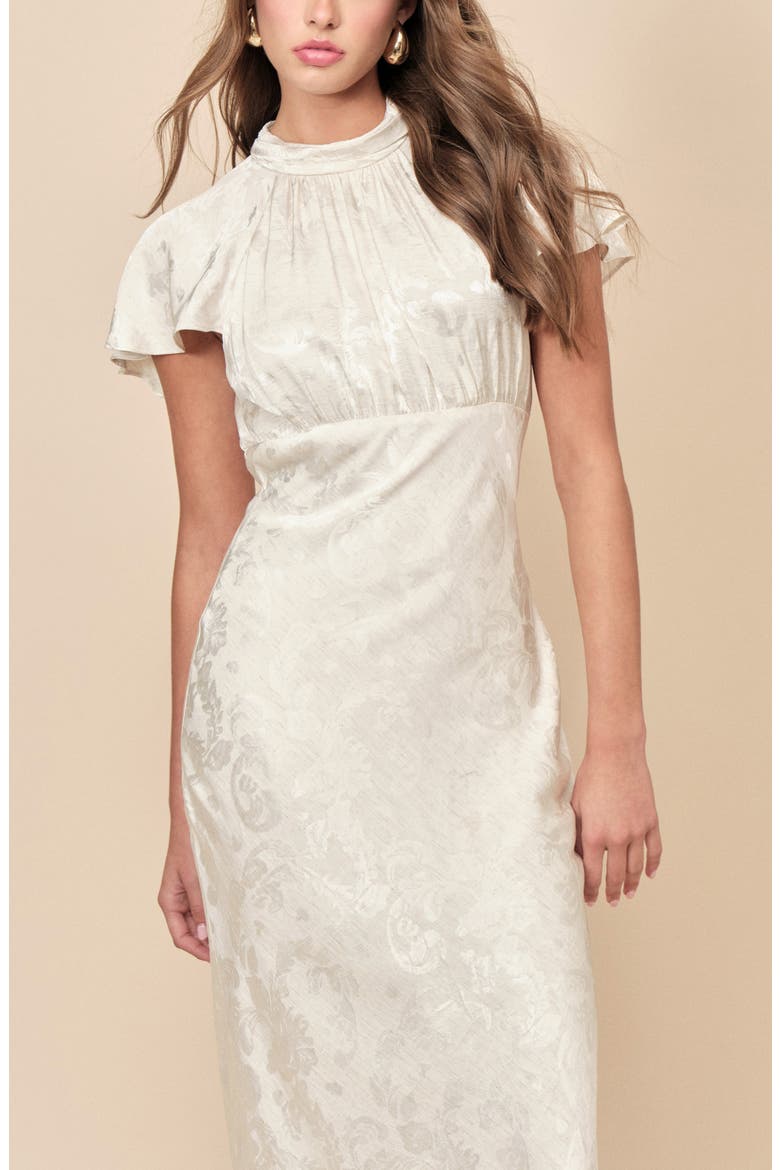 Cherie Mock Neck Burnout Midi Dress, Alternate, color, IVORY BURN