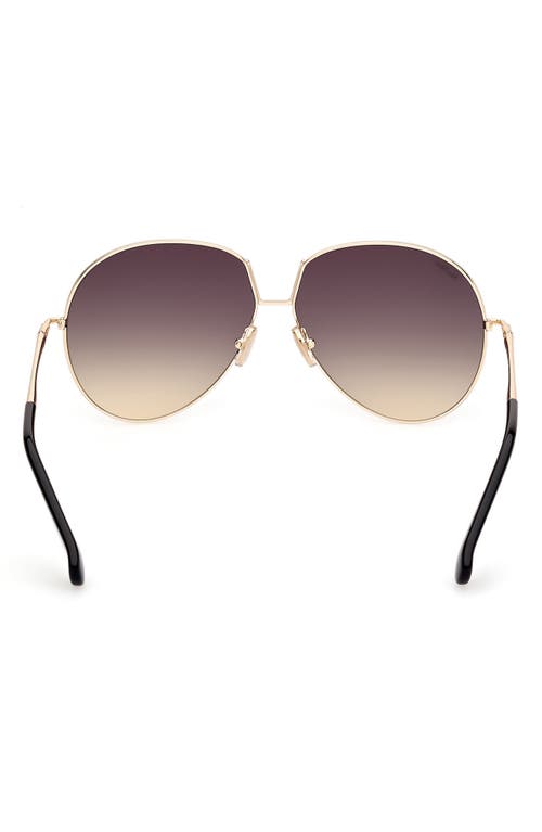 Max Mara 60mm Pilot Sunglasses In Gold/smoke To Camel Lenses