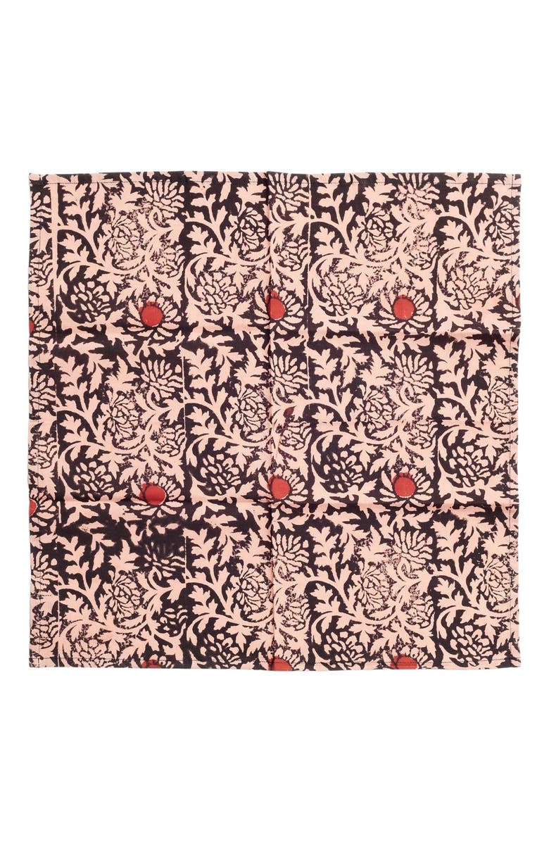 Studio Variously Hummus Floral Wax Block Printe Cotton Table Napkin - Set of 4, Main, color, 