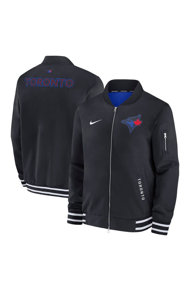Nike Men's Nike Black Toronto Blue Jays Authentic Collection City Connect Full-Zip Bomber Jacket, Alternate, color, Black