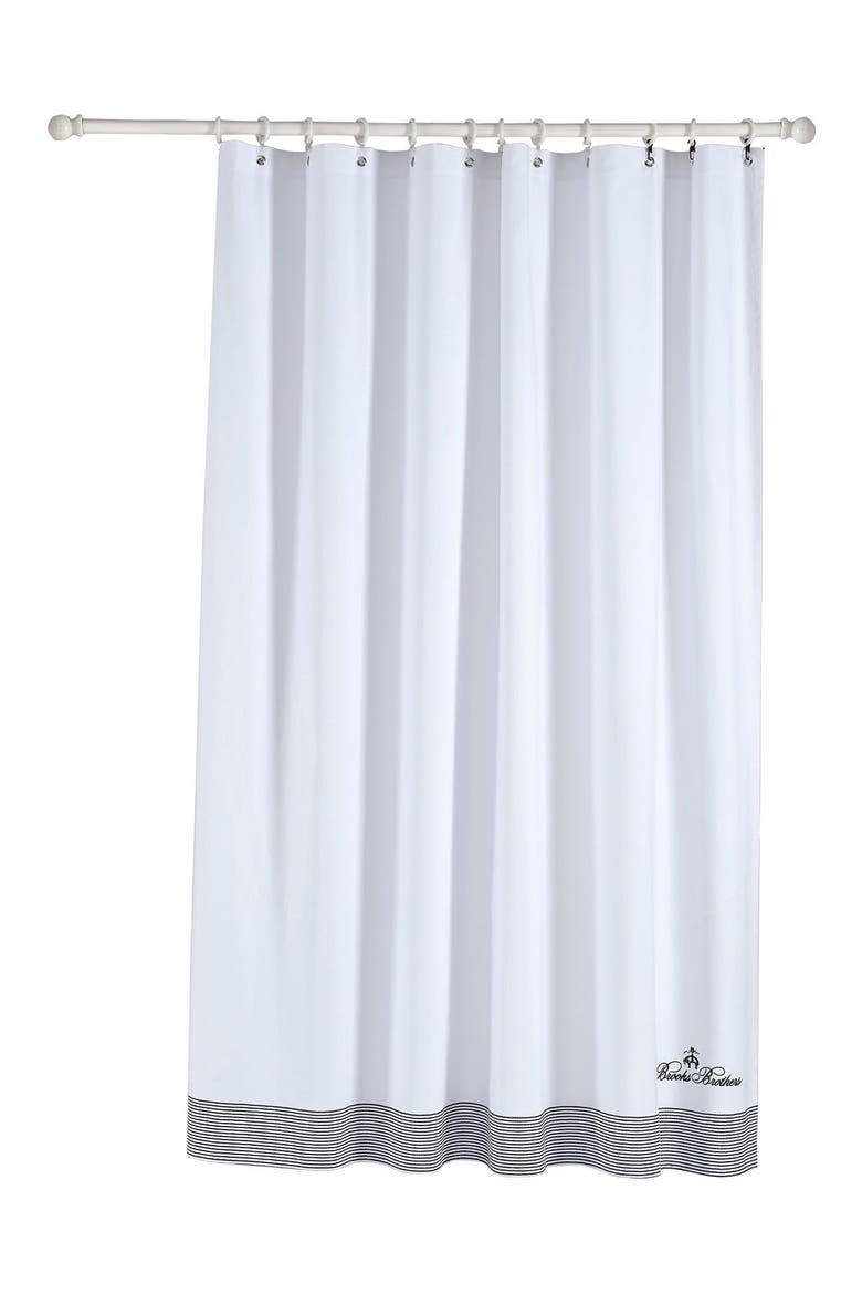 Robe Stripe Cotton Shower Curtain, Main, color, NAVY