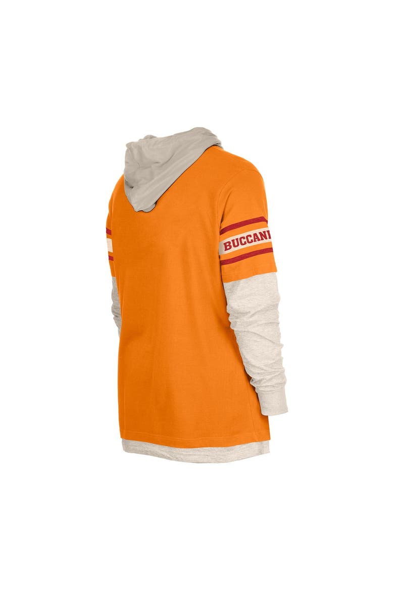 Men's New Era  Orange Tampa Bay Buccaneers Twofer Layered Long Sleeve Hoodie T-Shirt, Alternate, color, Orange