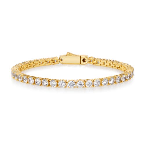 Anna Zuckerman 4 Carat Straight Line Tennis Bracelet In Yellow Gold