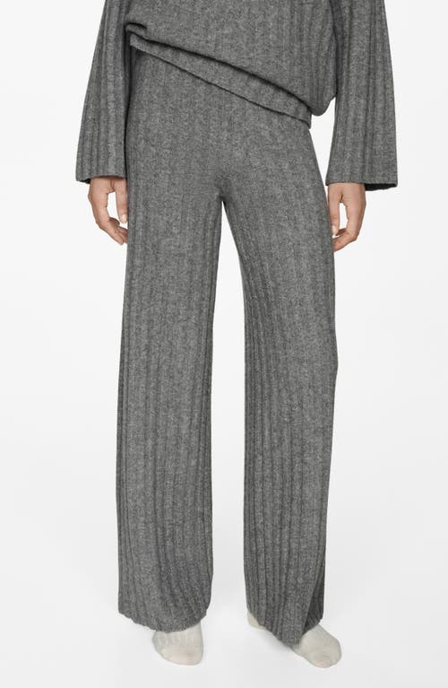 Mango Knitted Pyjama Trousers Medium Heather Grey In Medium Heather Grey