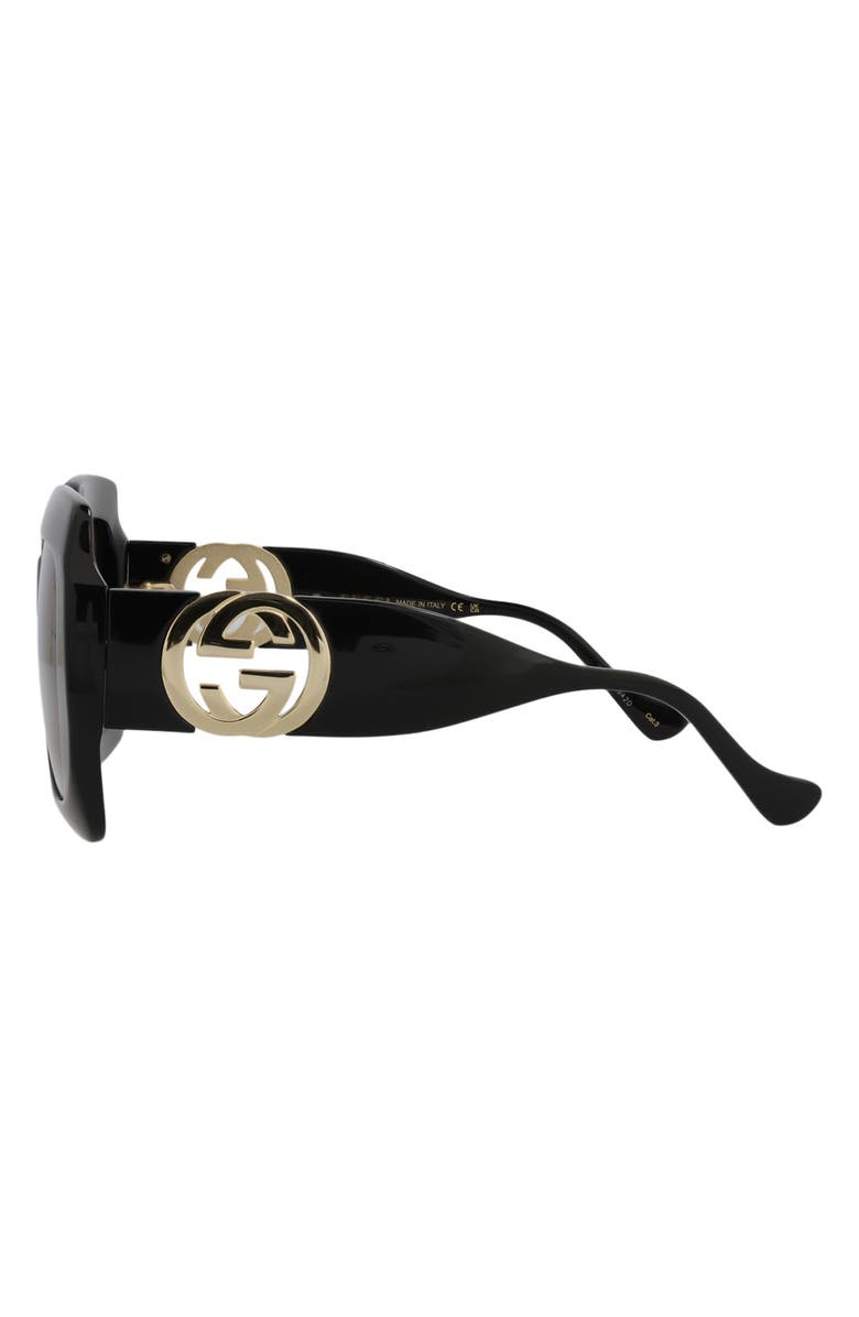 Gucci 54mm Square Sunglasses, Alternate, color, Black Black Brown