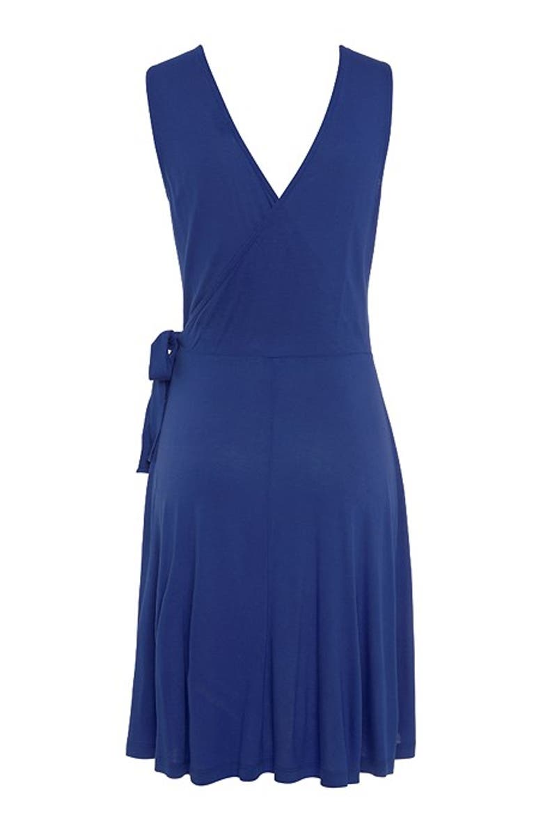 LASCANA Women's Sleeveless Wrap Look Dress, Alternate, color, Blue