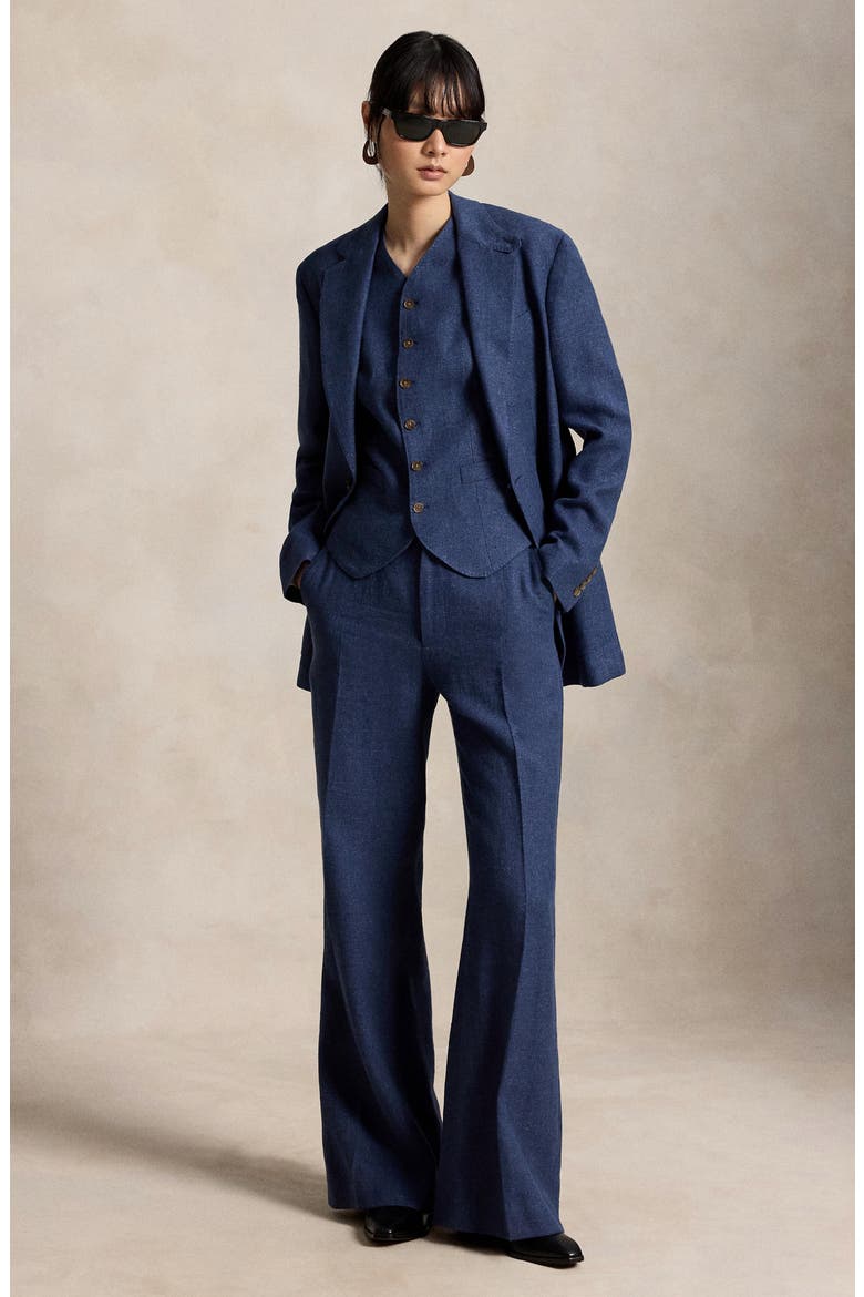Beaton Linen & Cotton Pants, Alternate, color, BLUE MELANGE