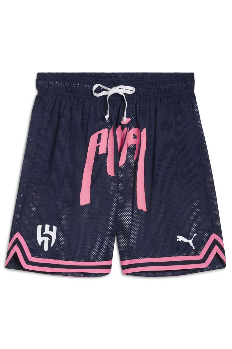 Men's Puma Navy Al Hilal 2025 FIFA Club World Cup Hoops Reversible Shorts, Alternate, color, Navy