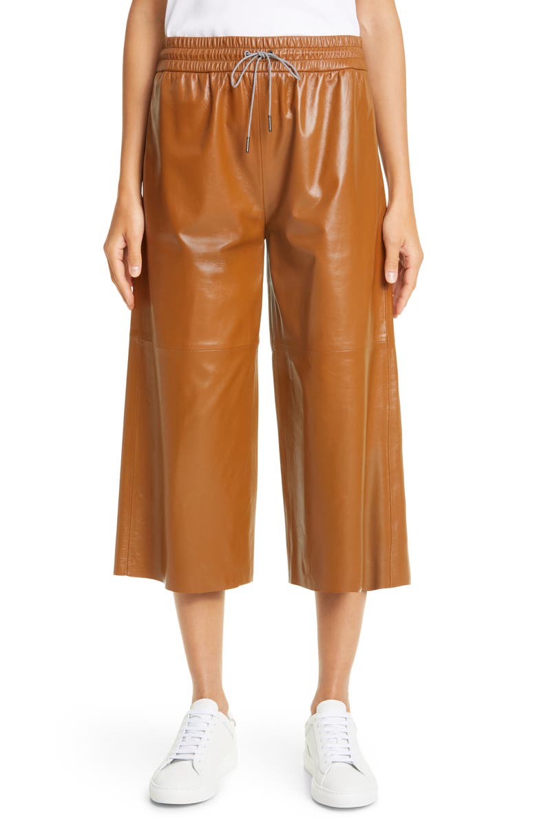 Fabiana Filippi Leather Wide Leg Pants, Main, color, 