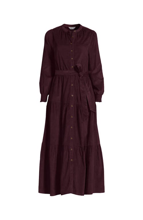 Lands' End Pinwale Cord Smocked Sleeve Maxi Dress In Purple