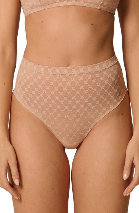 Plume Embroidered High Waist Shaping Thong