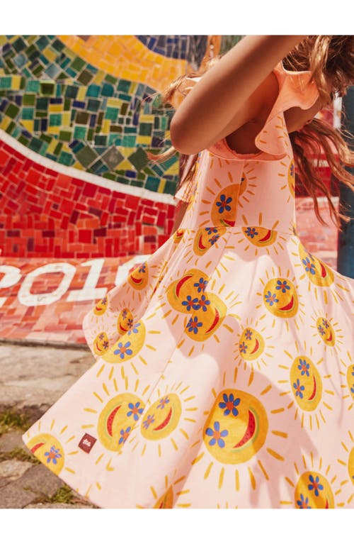 Tea Collection Flutter Sleeve Twirl Dress In Smiley Sun