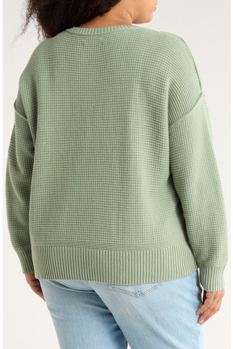 Textured V-Neck Cotton Blend Sweater, Alternate, color, LILY PAD