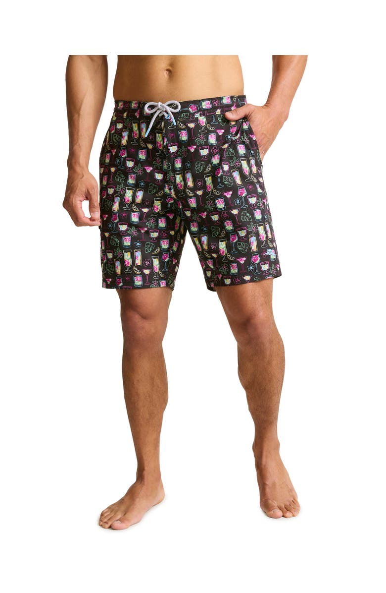 Tommy Bahama Baja Colada Sunrise Swim Trunks, Main, color, Jet Black