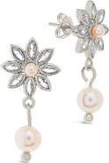 Sterling Forever Esti Cubic Zirconia & Cultured Pearl Drop Earrings