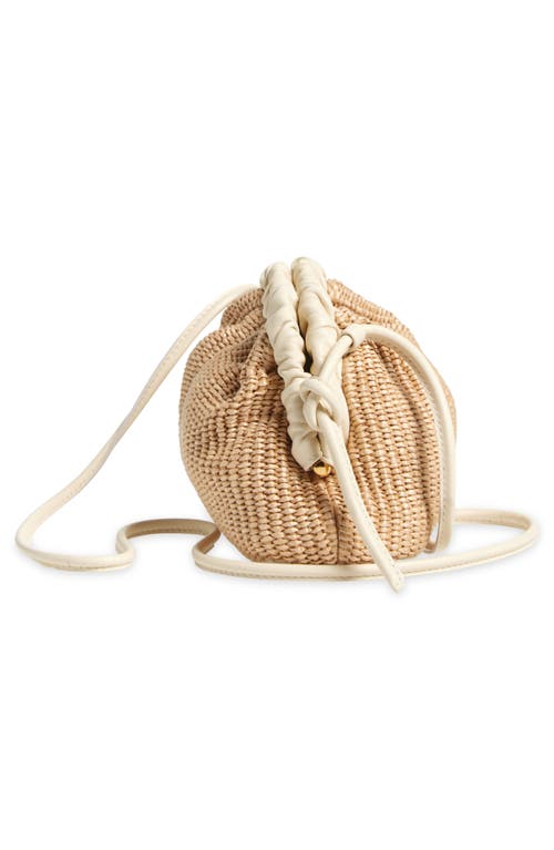 Mansur Gavriel Mini Cloud Woven Raffia Clutch In Natural/jasmine