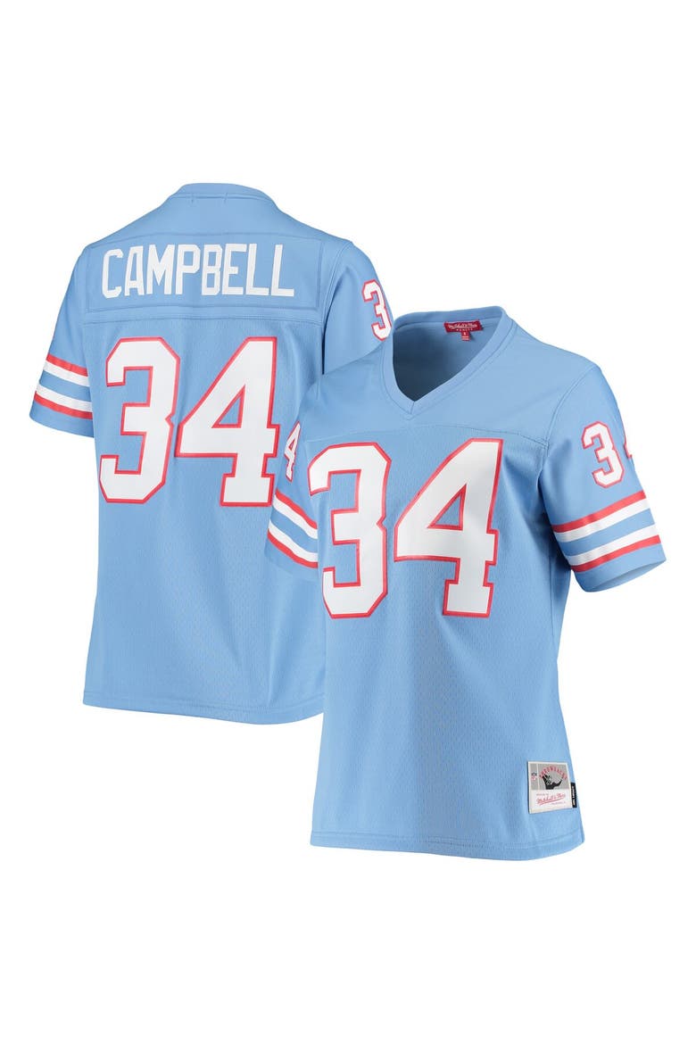 Women's Mitchell & Ness Earl Campbell Light Blue Houston Oilers 1980 Legacy Replica Jersey, Main, color, Light Blue