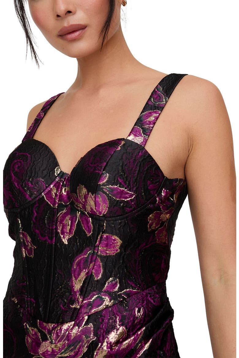 Derry Floral Lurex Jacquard Midi Dress, Alternate, color, Black