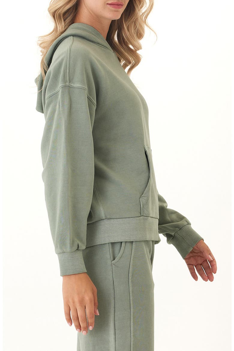 Tanya Mineral Wash Cotton Blend Fleece Hoodie, Alternate, color, WASABI