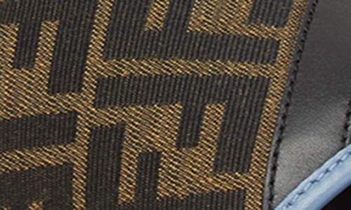 Fendi Brown Ff Jacquard And Light Blue Leather Slides In F1rta Cerul/nero/tabac.ner