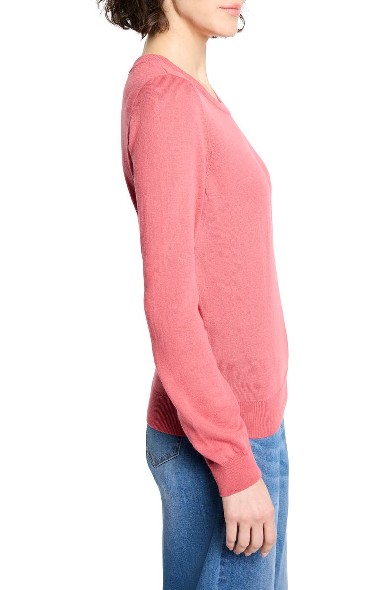 NIC+ZOE Pure Cotton Crewneck Sweater, Alternate, color, Cranberry