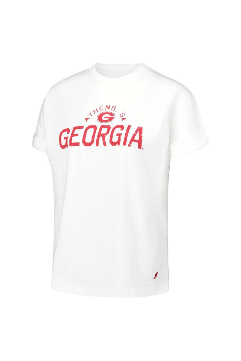 Women's League Collegiate Wear White Georgia Bulldogs Slub Rolled Cuff T-Shirt, Alternate, color, White