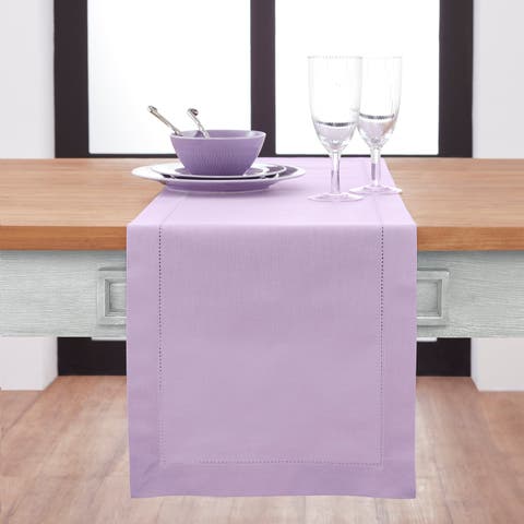 Cotton Linen Hemstitch Table Runner for Dining Table, Holiday and Everyday Table Decor