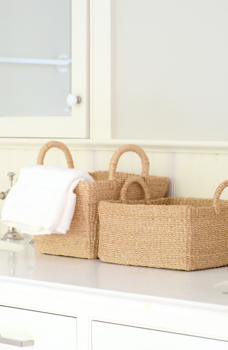LIKHA Tapered Square Tabletop Basket with Handles, Alternate, color, Natural