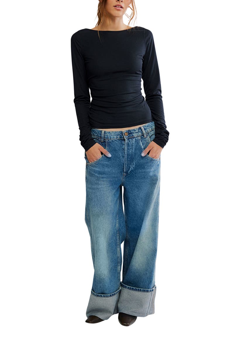 Free People Riley Low Back T-Shirt, Alternate, color, Black