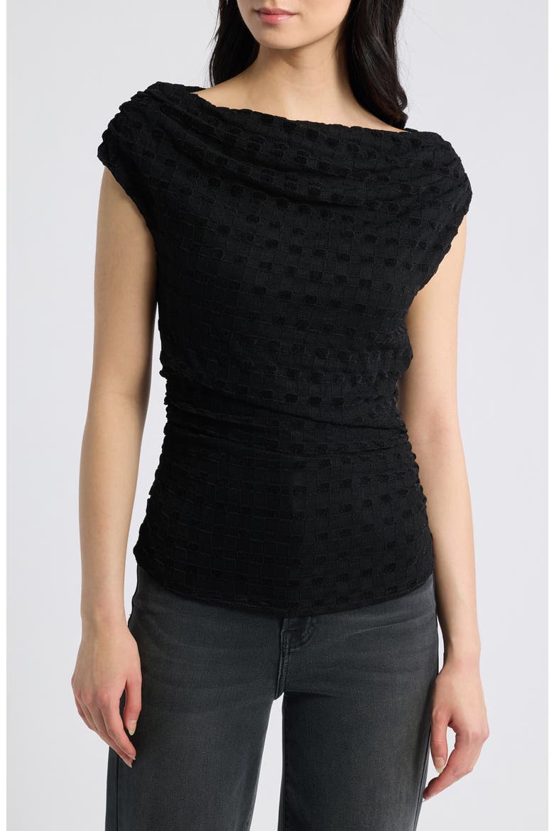 Dominic Cowl Neck Top, Main, color, BLACK CHECKERBOARD