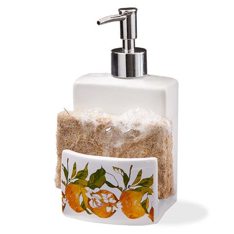 Lemoncello Soap Dispenser Sponge Holder Multicolor Bone China