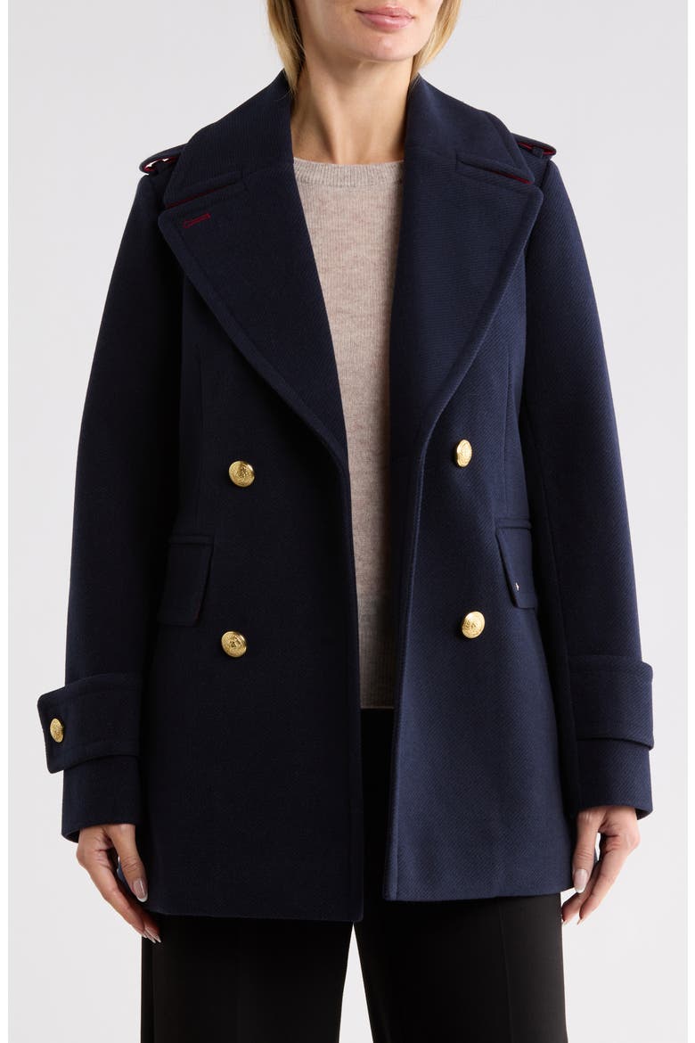 Double Breasted Coat, Alternate, color, NAVY TWILL