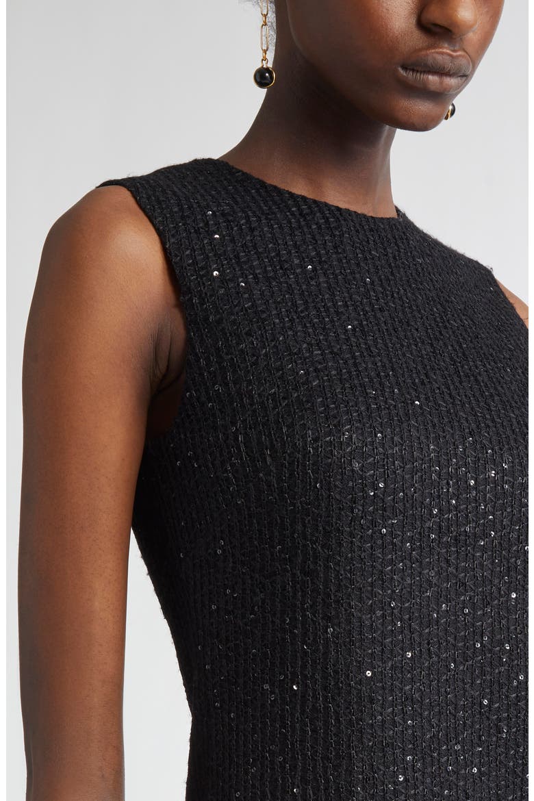 Sequin Tweed Knit Sleeveless Dress, Alternate, color, BLACK/ NAVY