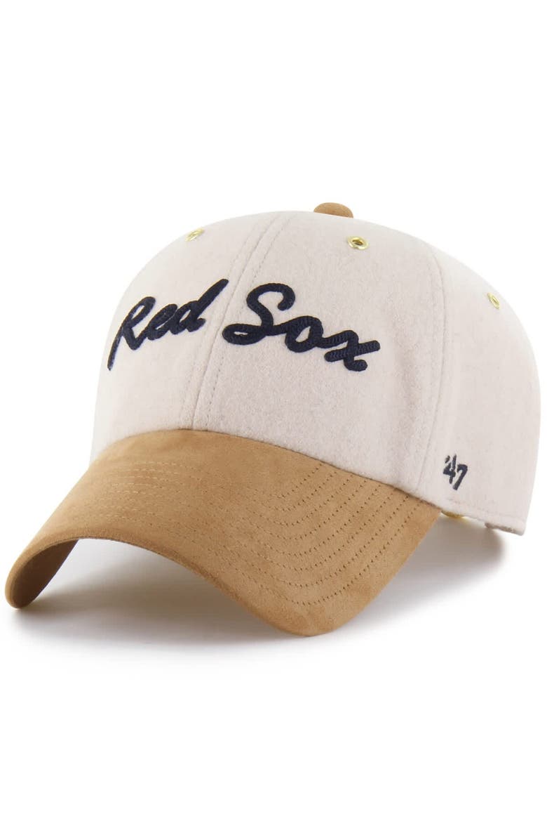 Stoney Clover Lane X '47 Men's '47 x Stoney Clover Lane Natural/Tan Boston Red Sox Script Charm Clean Up Adjustable Hat, Alternate, color, Natural