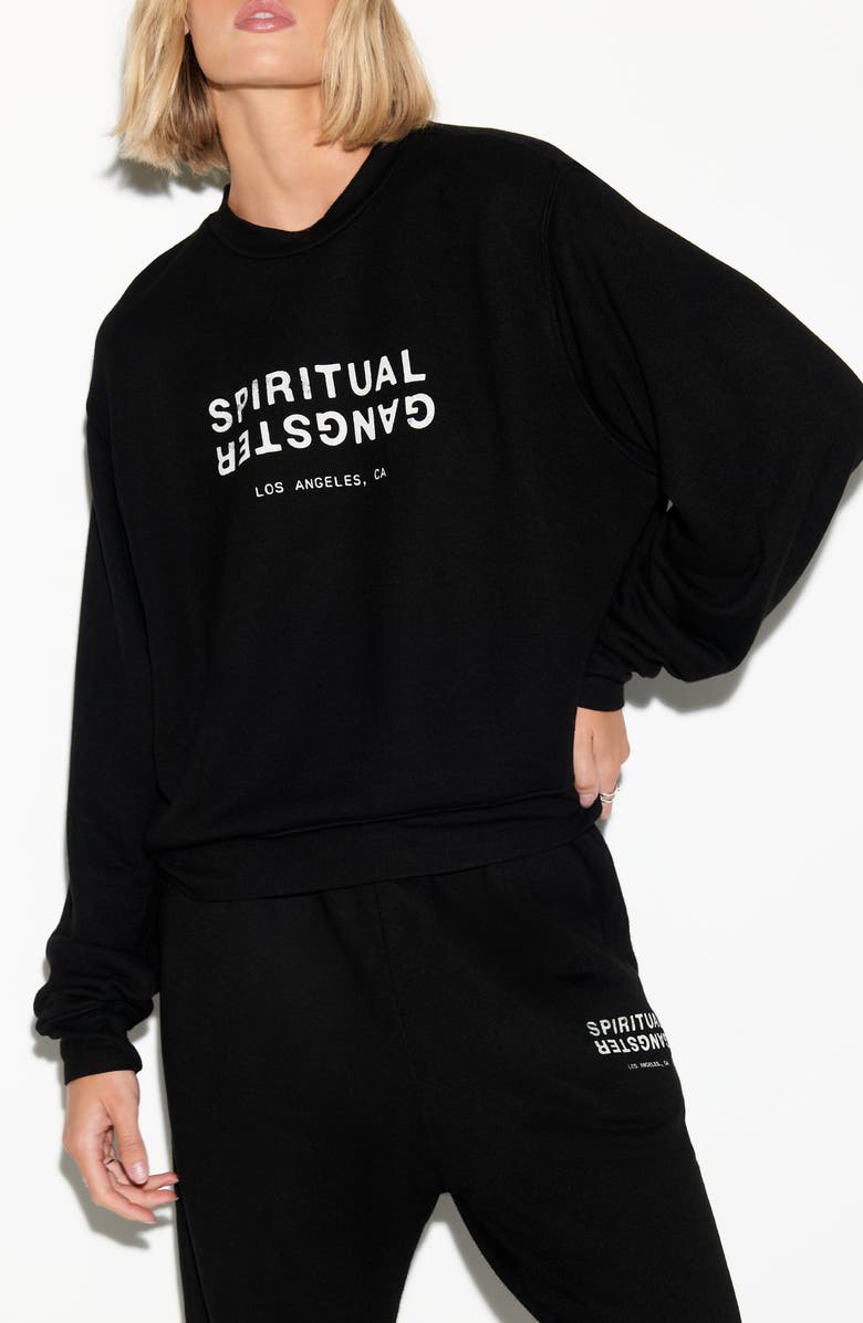 Spiritual Gangster Logo Cotton & Linen Graphic Sweatshirt, Main, color, 