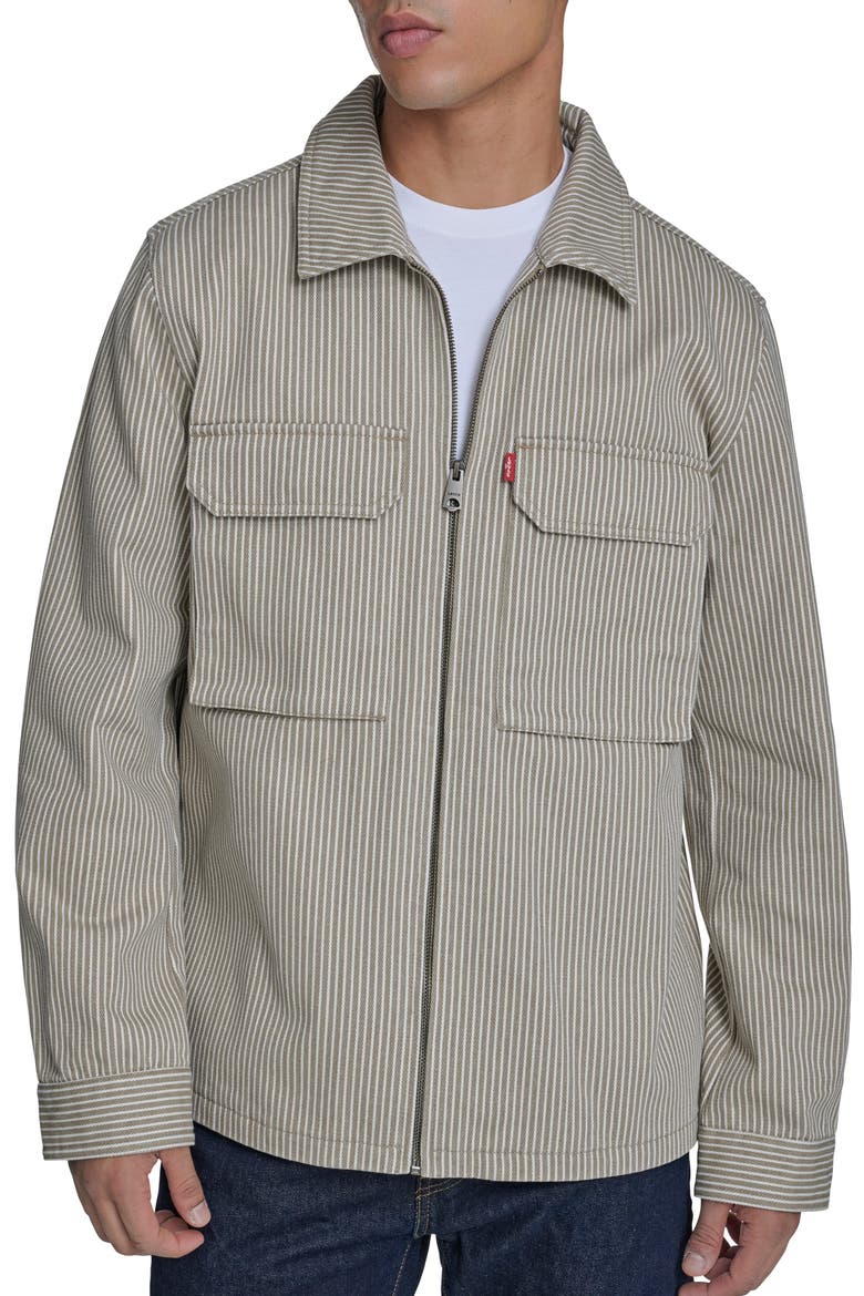 Lightweight Cotton Shacket, Main, color, TAUPE / OFF WHITE