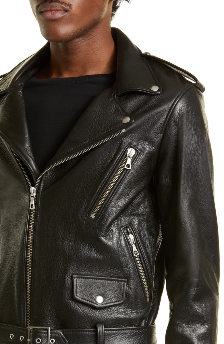 John Elliott Classic Leather Moto Jacket, Alternate, color, 