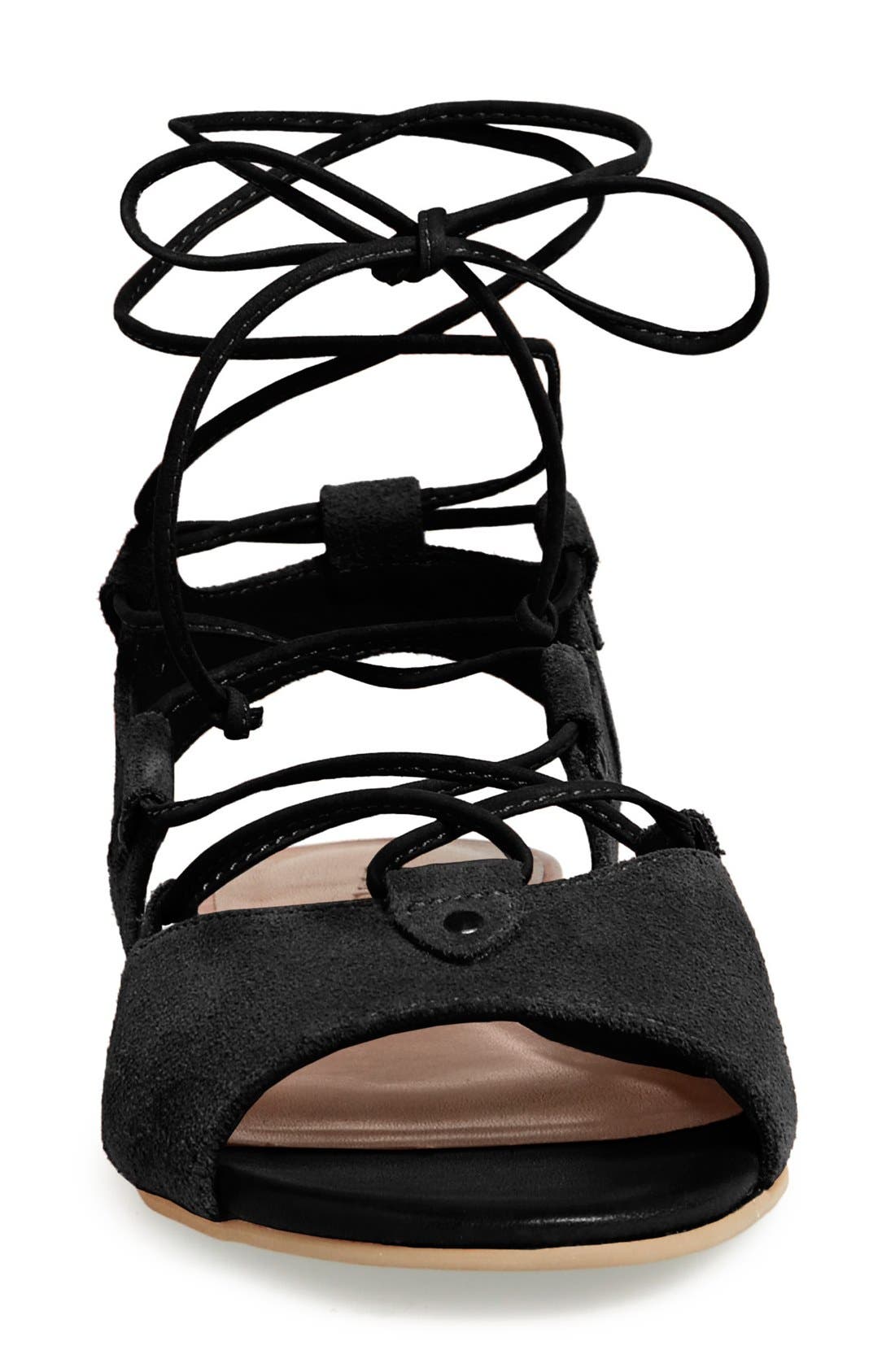 Olivia Lace-Up Sandal, Alternate, color, BLACK SUEDE