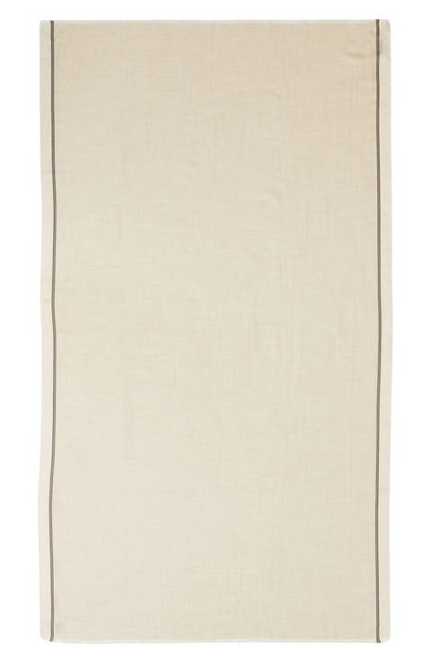 Ives Chevron Border Cashmere Fringe Scarf