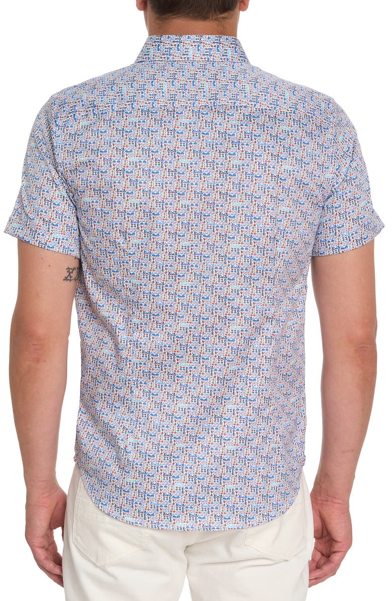 Robert Graham Overlook Glasses Print Short Sleeve Cotton Button-Up Shirt, Alternate, color,