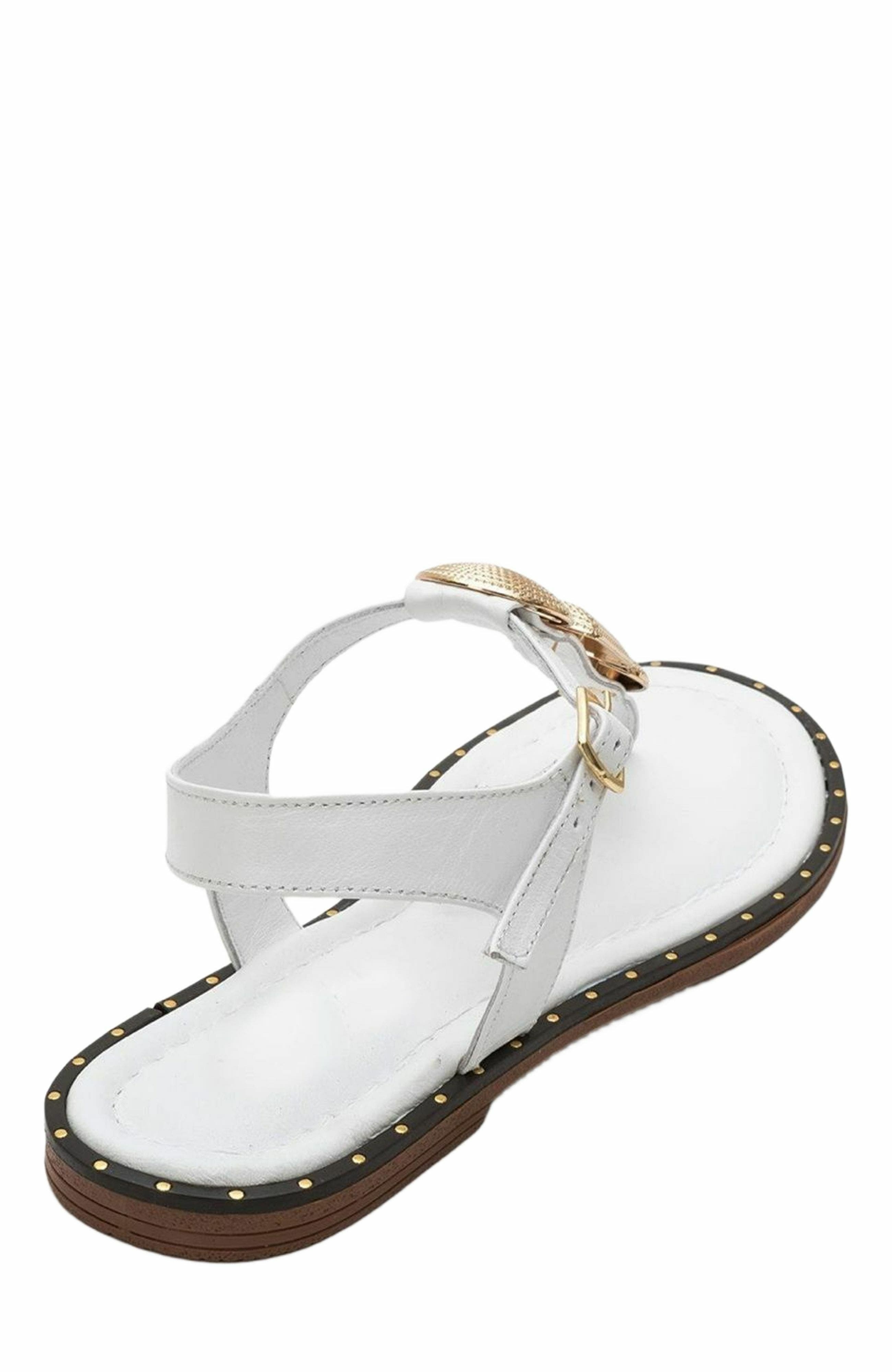 Giulia Leather Flat Sandal, Alternate, color, White Leather