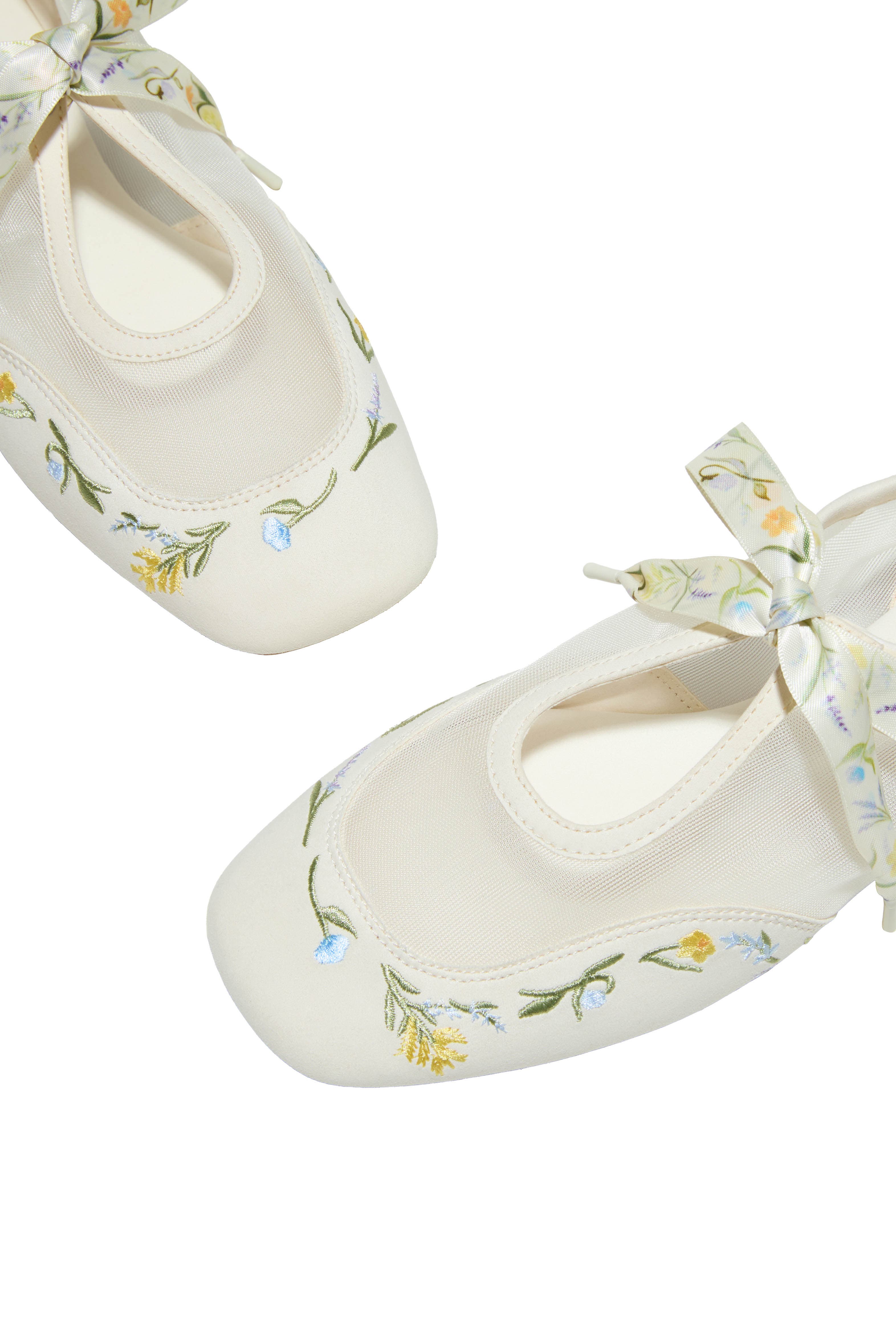 Ciara Square-Toe Organza Sneakerinas, Alternate, color, CREAM-FRENCH FLORAL EMB