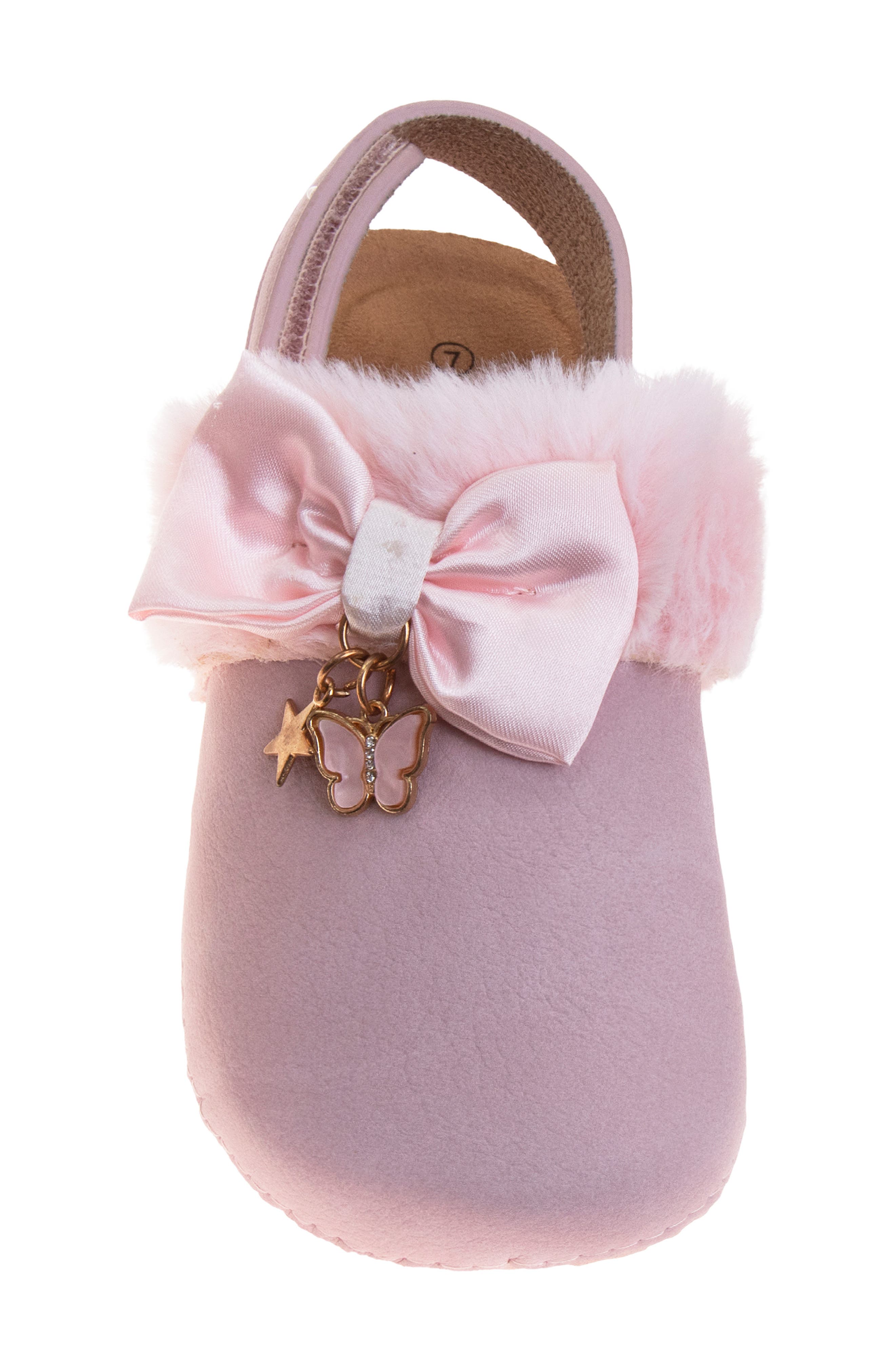 Kids' Slingback Faux Fur Trim Clog, Alternate, color, PINK