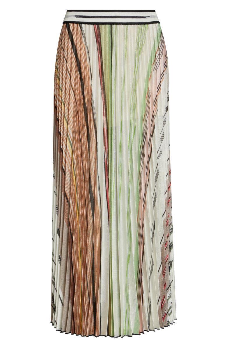 Missoni Flame Space Dye Stripe Pleated Midi Skirt, Alternate, color, Green Brown Tones