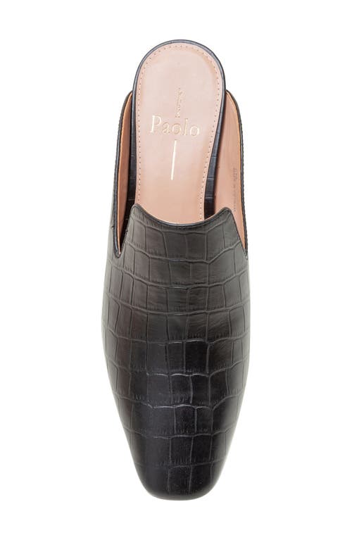 Linea Paolo Giselle Croc Embossed Mule In Black