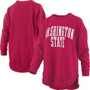 PRESSBOX Women's Pressbox Crimson Washington State Cougars Melange Poncho Vintage Fleece Long Sleeve Pullover Sweatshirt