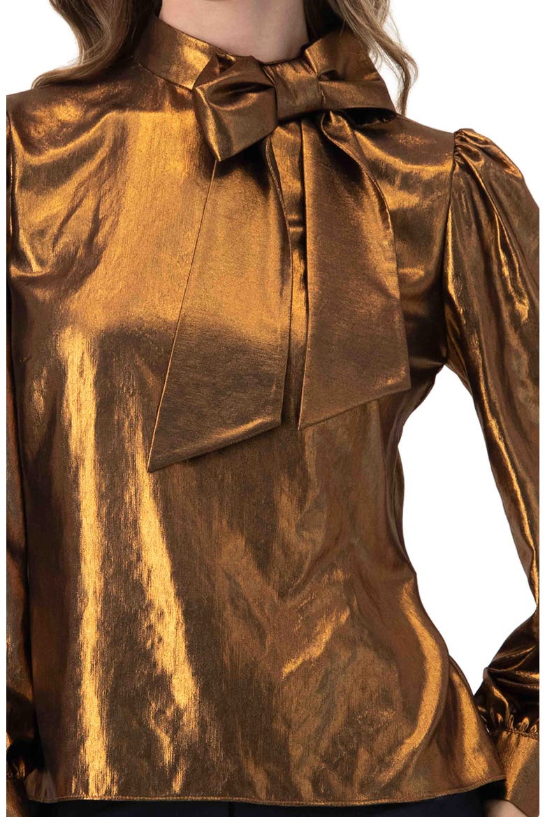 Metalic Bow Blouse, Alternate, color, Copper