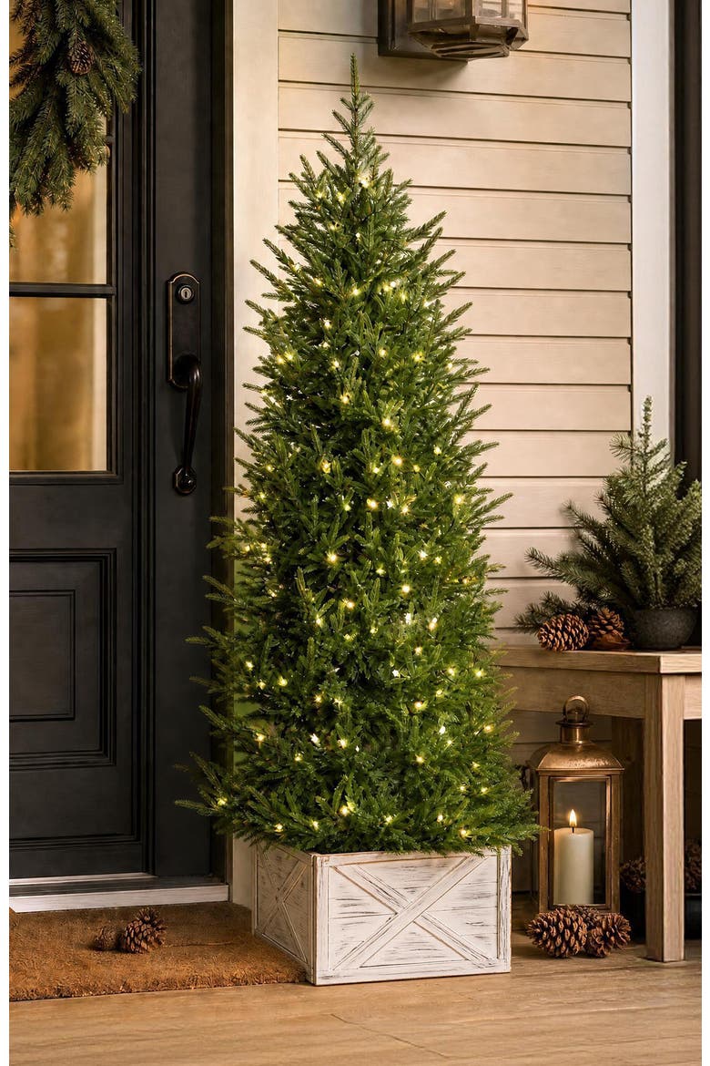 5ft/6ft Pre-lit Christmas Artificial Norfolk Pine Tree with Twinkling Lights and Remote Controller, Alternate, color, Green